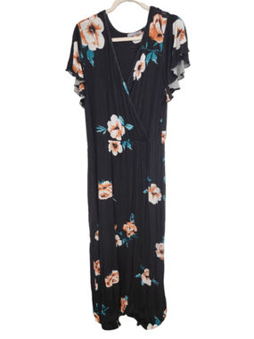 Loveappella Black Floral Maxi Dress